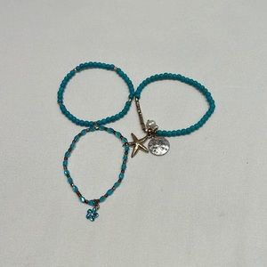 3 Blue Beachy Bracelets